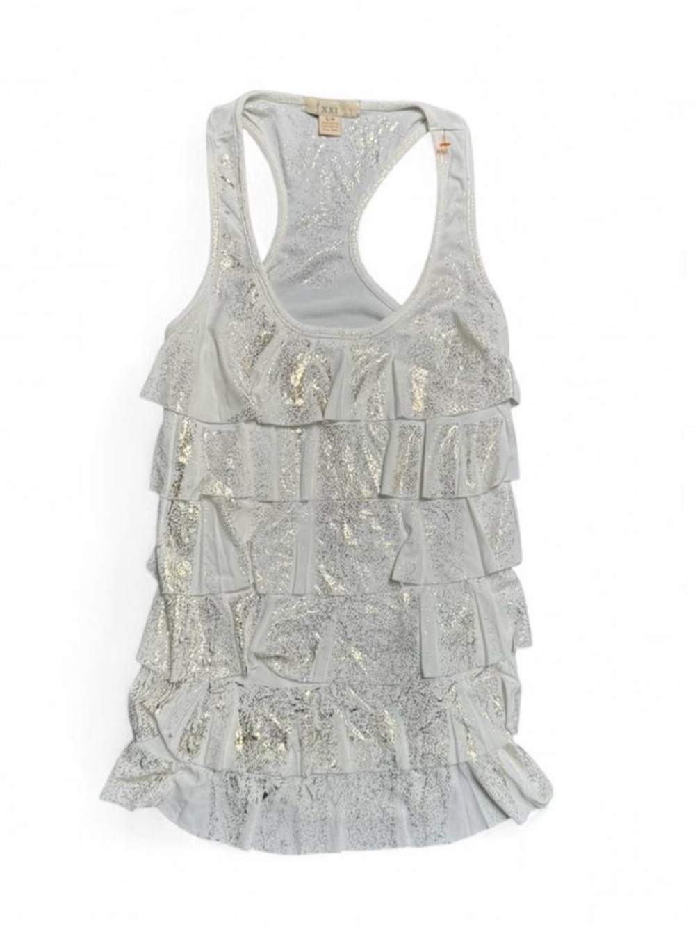 Silver Ruffled Tank Top